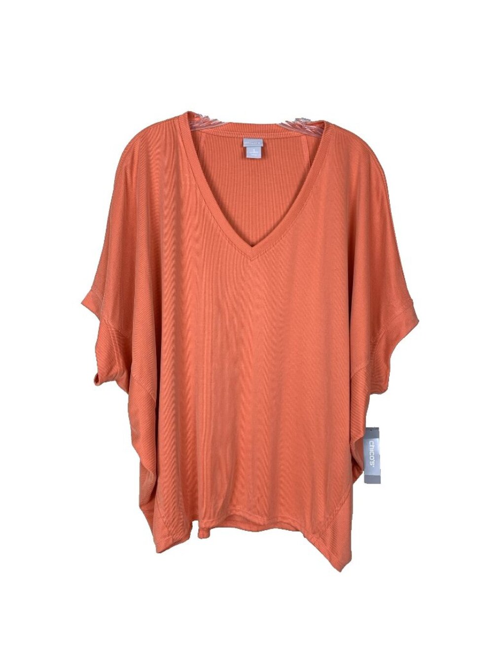 Chicos 3 Womens XL NEW Short Sleeve Dolman Wedge Tee Knit Top Orange Lightweight